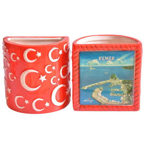 Kemer Themed Ceramic Moon & Star Pencil Holder - 6