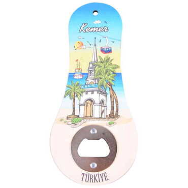 Kemer Themed Classic Shaped Printed MDF Wooden Bottle Opener 170x79 mm - 4