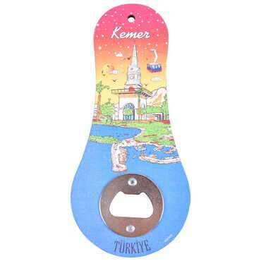 Kemer Themed Classic Shaped Printed MDF Wooden Bottle Opener 170x79 mm - 6