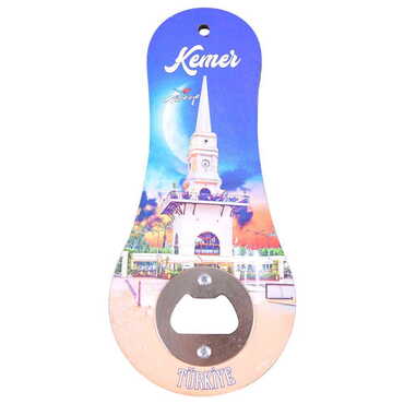 Kemer Themed Classic Shaped Printed MDF Wooden Bottle Opener 170x79 mm - 7