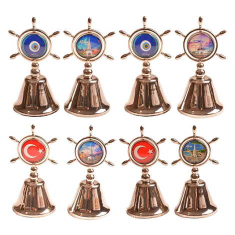 Kemer Themed Collectible Souvenir Double Face Metal Spinner Rudder Bell - Bronze Color - 2