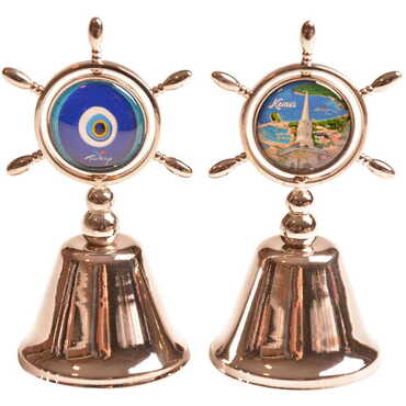 Kemer Themed Collectible Souvenir Double Face Metal Spinner Rudder Bell - Bronze Color - 4