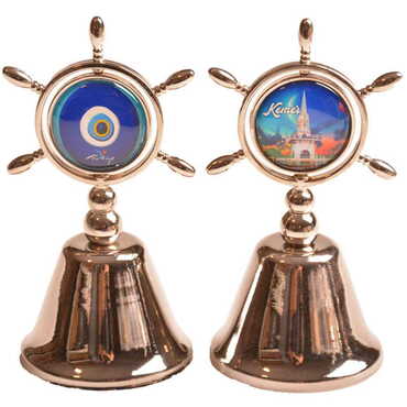 Kemer Themed Collectible Souvenir Double Face Metal Spinner Rudder Bell - Bronze Color - 9