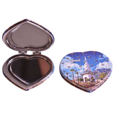 Kemer Themed Custom Printed Heart Shape Compact Mirror - 3