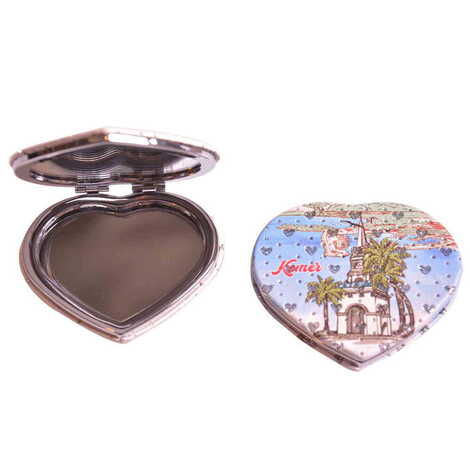 Kemer Themed Custom Printed Heart Shape Compact Mirror - 5