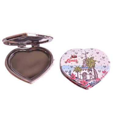 Kemer Themed Custom Printed Heart Shape Compact Mirror - 6