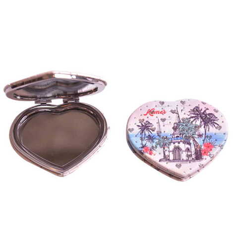 Kemer Themed Custom Printed Heart Shape Compact Mirror - 7