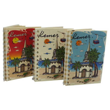 Kemer Themed Custom Printed Wood Cover Notebook 120x170 mm - 2