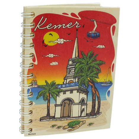 Kemer Themed Custom Printed Wood Cover Notebook 120x170 mm - 3