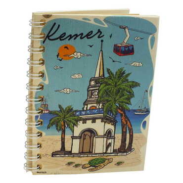 Kemer Themed Custom Printed Wood Cover Notebook 120x170 mm - 4