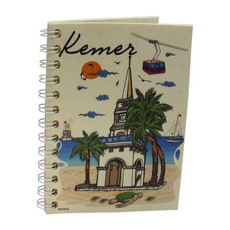 Kemer Themed Custom Printed Wood Cover Notebook 120x170 mm - 5