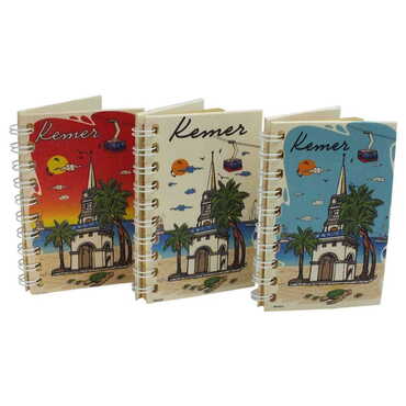 Kemer Themed Custom Printed Wood Cover Notebook 90X140 Mm - 2