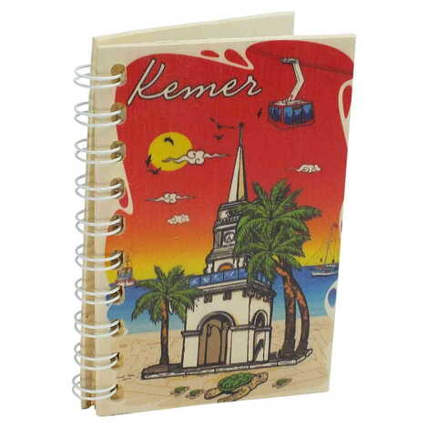 Kemer Themed Custom Printed Wood Cover Notebook 90X140 Mm - 3