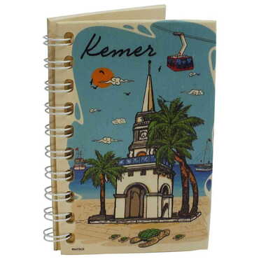 Kemer Themed Custom Printed Wood Cover Notebook 90X140 Mm - 4