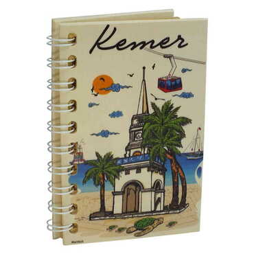 Kemer Themed Custom Printed Wood Cover Notebook 90X140 Mm - 5