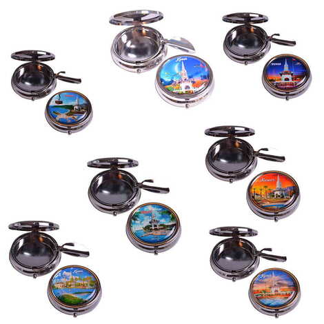 Kemer Themed Customised Metal Epoxy Travel Pocket Ashtray 50x15 mm - 2