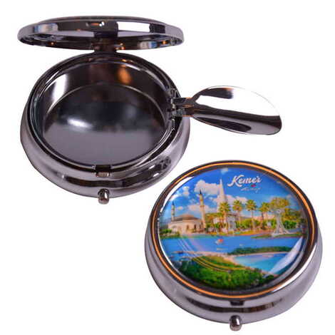 Kemer Themed Customised Metal Epoxy Travel Pocket Ashtray 50x15 mm - 5