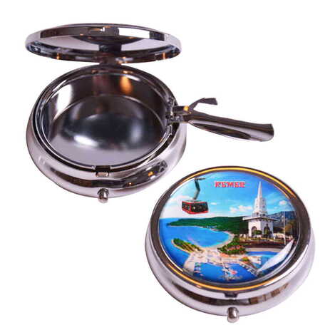 Kemer Themed Customised Metal Epoxy Travel Pocket Ashtray 50x15 mm - 9