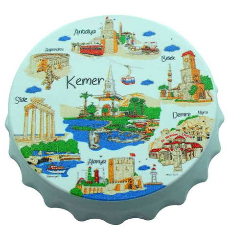 Kemer Themed Customised Uv Printed Bottle Cap Shaped Plastic Base Bottle Opener 63x15 mm - 5