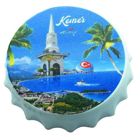 Kemer Themed Customised Uv Printed Bottle Cap Shaped Plastic Base Bottle Opener 63x15 mm - 9