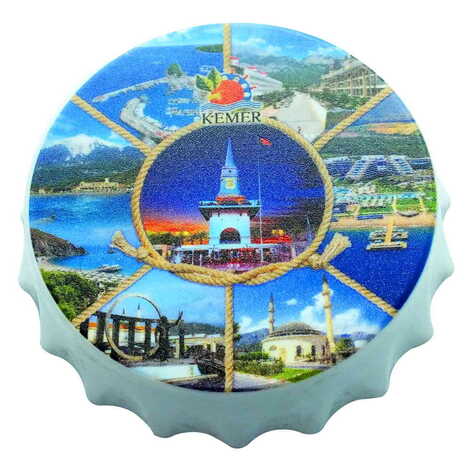 Kemer Themed Customised Uv Printed Bottle Cap Shaped Plastic Base Bottle Opener 63x15 mm - 10