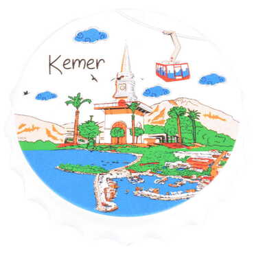 Kemer Themed Customised Uv Printed Bottle Cap Shaped Plastic Base Bottle Opener 63x15 mm - 12