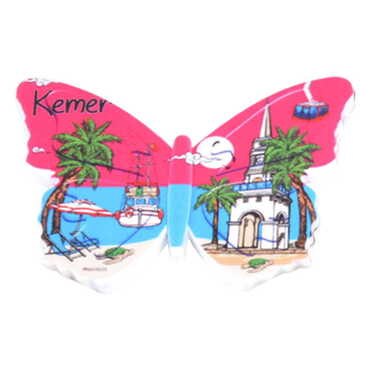 Kemer Themed Customised UV Printed Plastic Base Butterfly Shaped Fridge Magnet 80x58 mm - 4