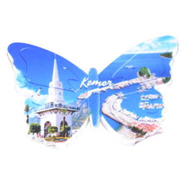 Kemer Themed Customised UV Printed Plastic Base Butterfly Shaped Fridge Magnet 80x58 mm - 5