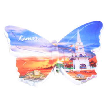 Kemer Themed Customised UV Printed Plastic Base Butterfly Shaped Fridge Magnet 80x58 mm - 6