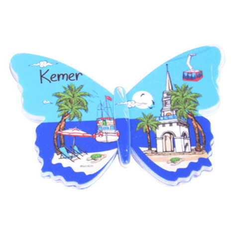 Kemer Themed Customised UV Printed Plastic Base Butterfly Shaped Fridge Magnet 80x58 mm - 7