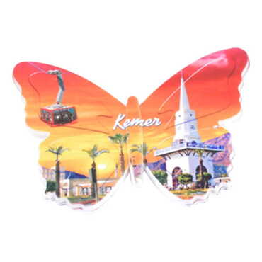 Kemer Themed Customised UV Printed Plastic Base Butterfly Shaped Fridge Magnet 80x58 mm - 8