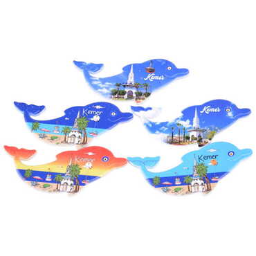 Kemer Themed Customised UV Printed Plastic Base Dolphin Shaped Fridge Magnet 110x50 mm - 3