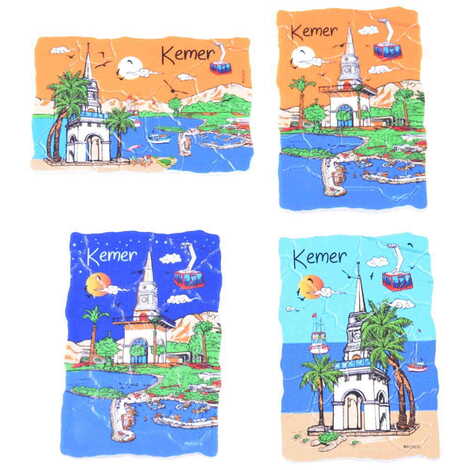 Kemer Themed Customised UV Printed Plastic Base Mosaic Pattern Rectangle Fridge Magnet 80x50 mm - 2