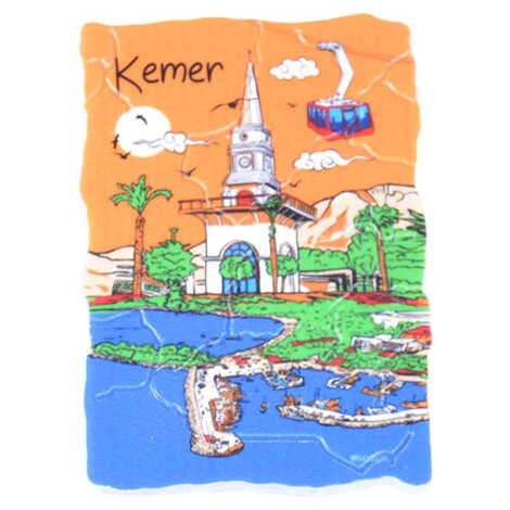 Kemer Themed Customised UV Printed Plastic Base Mosaic Pattern Rectangle Fridge Magnet 80x50 mm - 3