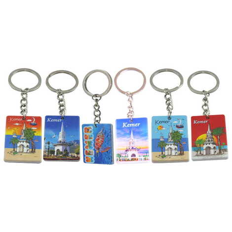 Kemer Themed Customised UV Printed Plastic Base Rectangle Keyring 31x106 mm - 2