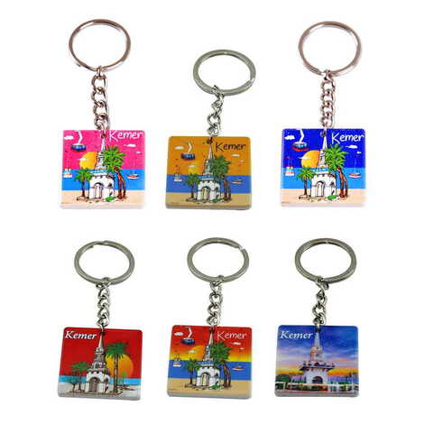 Kemer Themed Customised Uv Printed Plastic Base Round Keyring 40x108 mm - 2