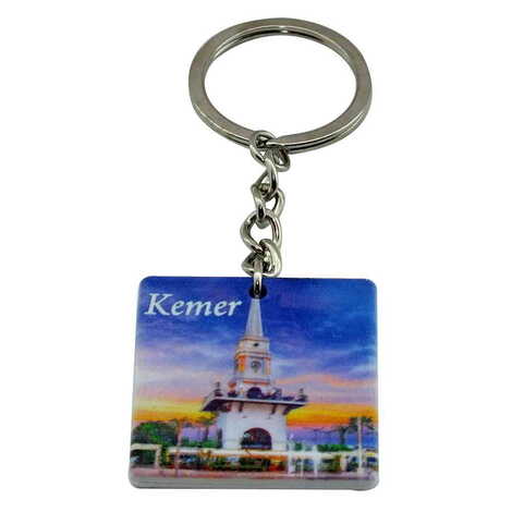 Kemer Themed Customised Uv Printed Plastic Base Round Keyring 40x108 mm - 3