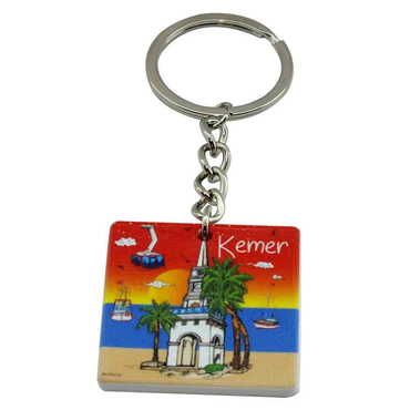 Kemer Themed Customised Uv Printed Plastic Base Round Keyring 40x108 mm - 4