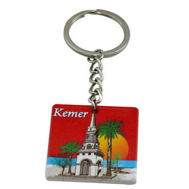 Kemer Themed Customised Uv Printed Plastic Base Round Keyring 40x108 mm - 5