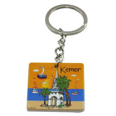 Kemer Themed Customised Uv Printed Plastic Base Round Keyring 40x108 mm - 6