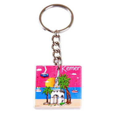 Kemer Themed Customised Uv Printed Plastic Base Round Keyring 40x108 mm - 7