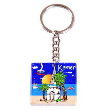 Kemer Themed Customised Uv Printed Plastic Base Round Keyring 40x108 mm - 8