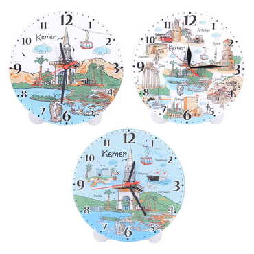 Kemer Themed Decorative Custom Print Glass Wall Watch 25 Cm - 4