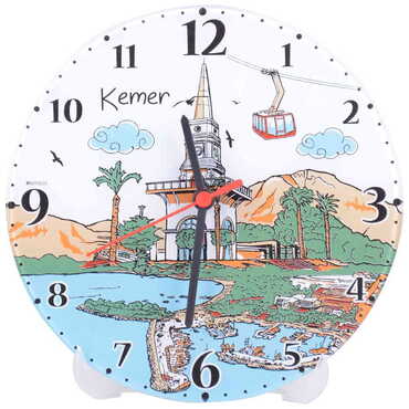 Kemer Themed Decorative Custom Print Glass Wall Watch 25 Cm - 5