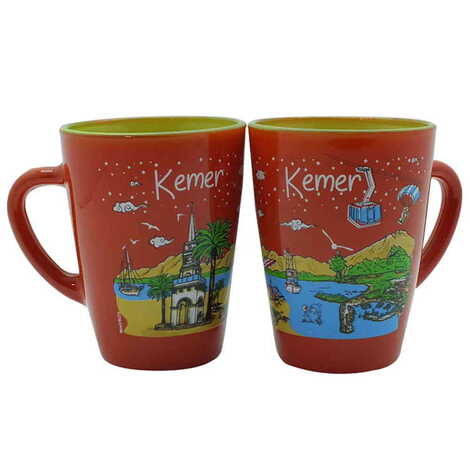 Kemer Themed Duo Colored and Printed Glass Mug - 3