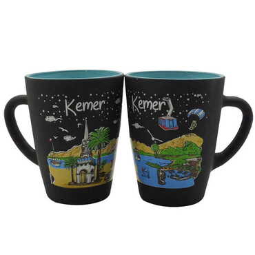 Kemer Themed Duo Colored and Printed Glass Mug - 4