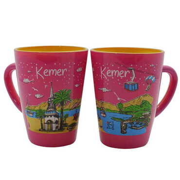 Kemer Themed Duo Colored and Printed Glass Mug - 6