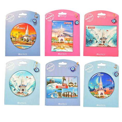 Kemer Themed Epoxy Dome Backing Card Souvenir Fridge Magnet - 2