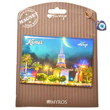 Kemer Themed Epoxy Dome Backing Card Souvenir Fridge Magnet - 3