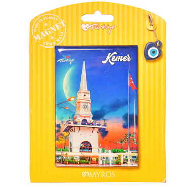 Kemer Themed Epoxy Dome Backing Card Souvenir Fridge Magnet - 5